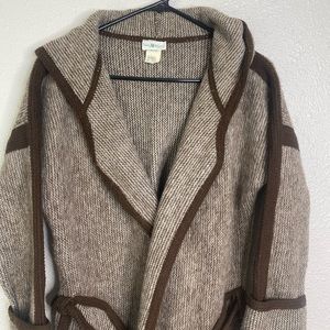 Vintage Sears JR Bazaar Jacket Hoodie Style 19-6674 Size Medium Belt Tie Brown